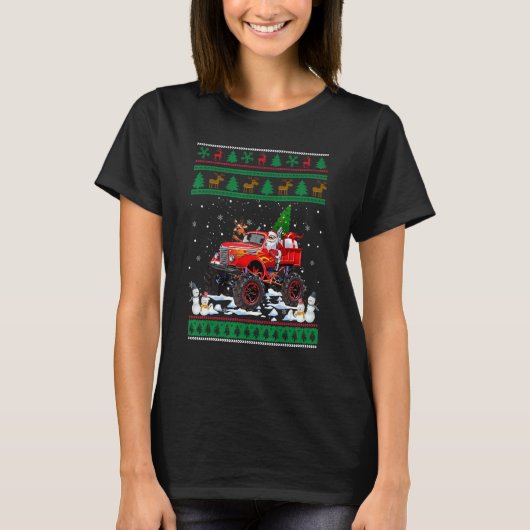 Monster Red Truck met kerstboom R T-shirt (Voorkant)