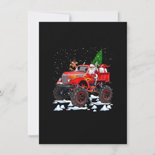 Monster Red Truck With Santa, Christmas Tree, Rein Kaart (Voorkant)