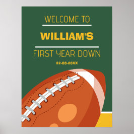 Monster Retro Football Eerste jaar Down 1st Verjaa Poster