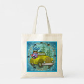 Monster rijdt auto tote bag (Achterkant)