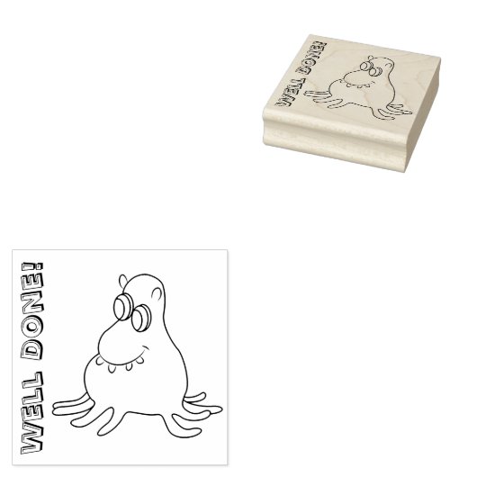 Monster rubberen stempel glimlachen (Gestempeld)