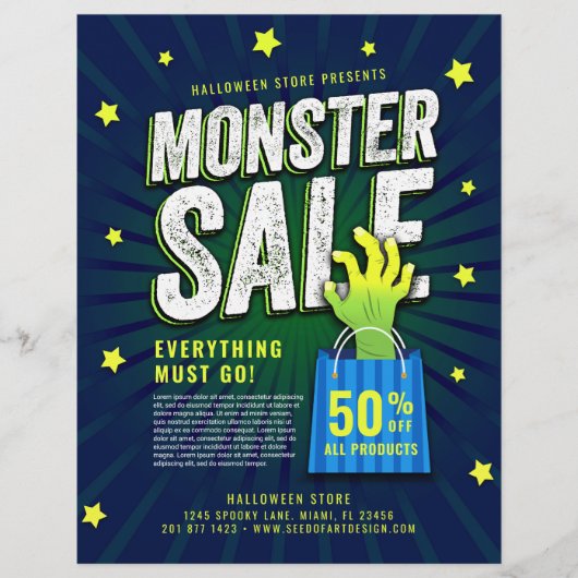 Monster Sale Halloween Retail Advertentie Flyer (Voorkant)