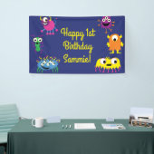 Monster Schattige Grappig Verjaardagsfeestje Thema Spandoek (Beurs)
