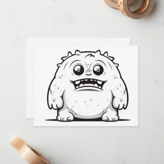 Monster schets klein notitiekaartje (Voorkant / Achterkant in situ)