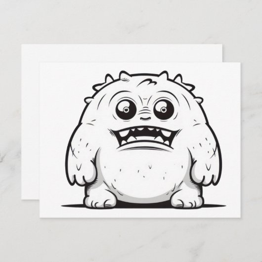Monster schets klein notitiekaartje (Voorkant / Achterkant)