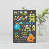 Monster Second Birthday Invitation, Monster Invite Kaart (Staand voorkant)