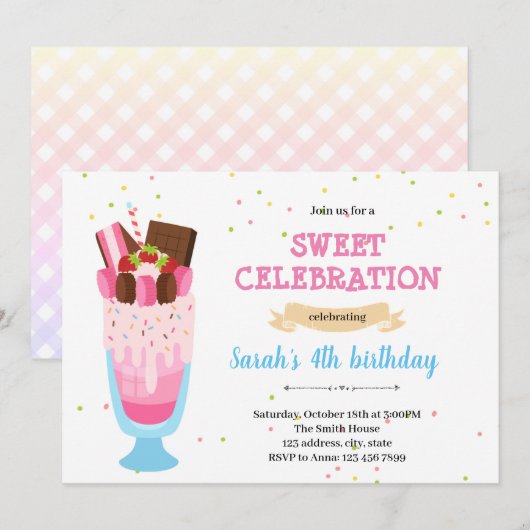 Monster shake milkshake-uitnodiging kaart (Voorkant / Achterkant)