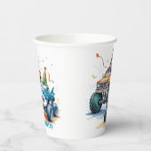 Monster Shark Truck Verjaardag Bash waterverf Papieren Bekers (Links)