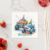 Monster Shark Truck Verjaardag Bash waterverf Servet (Insitu)