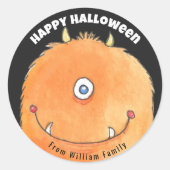 Monster Snoep Happy Halloween Ronde Sticker (Voorkant)