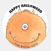 Monster Snoep Happy Halloween Ronde Sticker (Voorkant)