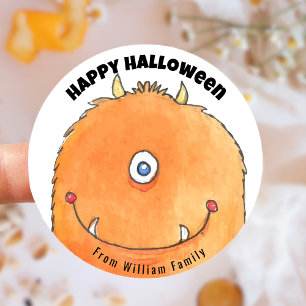 Monster Snoep Happy Halloween Ronde Sticker