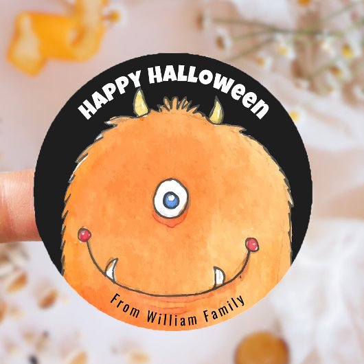 Monster Snoep Happy Halloween Ronde Sticker