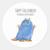Monster Snoep Happy Halloween Ronde Sticker (Voorkant)