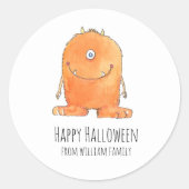 Monster Snoep Happy Halloween Ronde Sticker (Voorkant)
