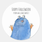 Monster Snoep Happy Halloween Ronde Sticker (Voorkant)