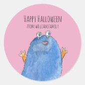 Monster Snoep Happy Halloween Ronde Sticker (Voorkant)