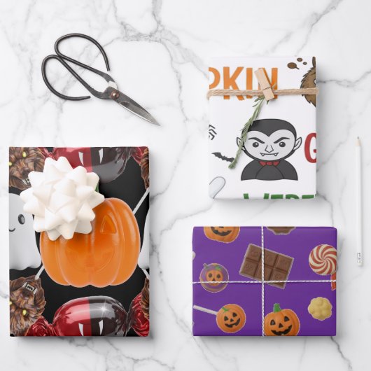 Monster Snoep Parade Halloween Gift Inpakpapier Vel (Voorkant)