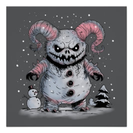 Monster Snowman Perfect Poster