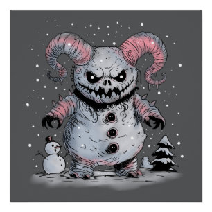 Monster Snowman Perfect Poster