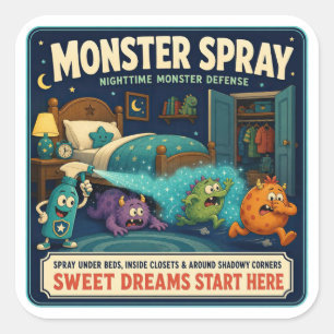 Monster spuitfles vierkante sticker