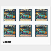Monster spuitfles vierkante sticker (Vel)