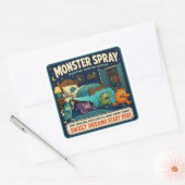 Monster spuitfles vierkante sticker (Envelop)