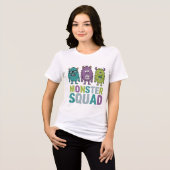 Monster Squad Grappige Schattigee Halloween Vrouwe Tri-Blend Shirt (Voorkant volledig)