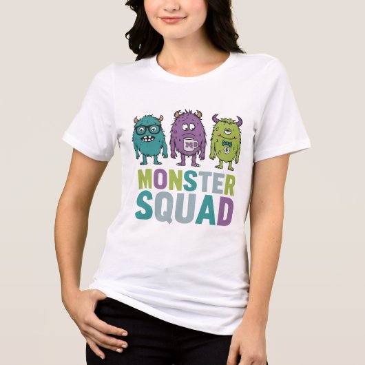 Monster Squad Grappige Schattigee Halloween Vrouwe Tri-Blend Shirt (Voorkant)