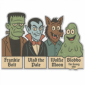 Monster Squad Portret | Schattigee Halloween kunst Sticker (Voorkant)