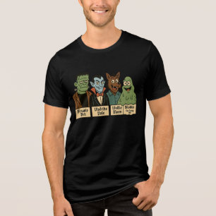 Monster Squad Schattig Halloween Horror Portret Tri-Blend Shirt