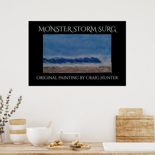 Monster storm surfen poster (Keuken)