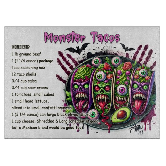 Monster Tacos Snijplank (Voorkant)