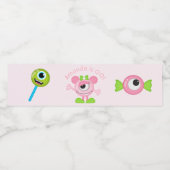 Monster thema feestje voor kleine meisjes waterfles etiket (Enkel label)