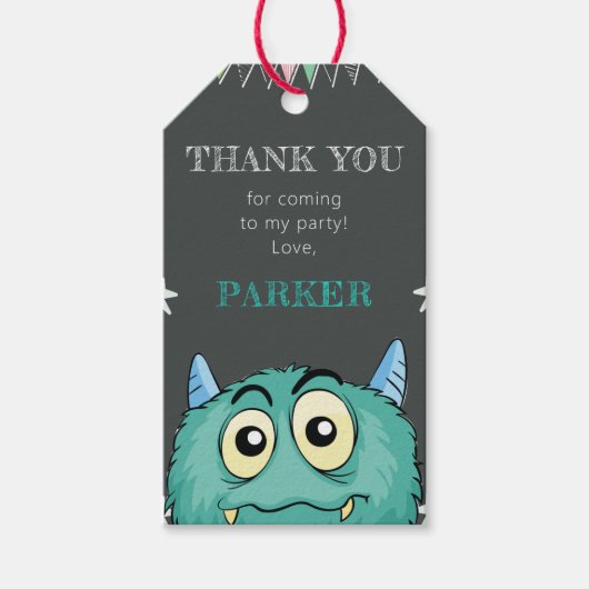 Monster Thema Verjaardag Dank u Cadeaulabel (Voorkant)