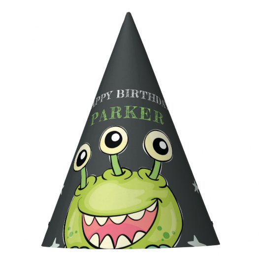 Monster thema verjaardag feesthoedjes (Voorkant)