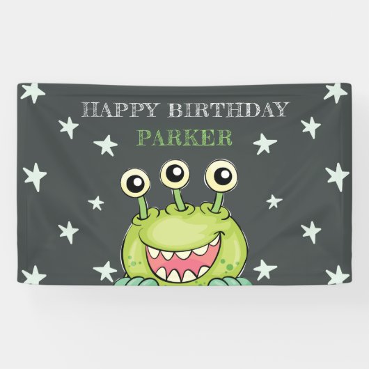 Monster thema verjaardag spandoek (Horizontaal)