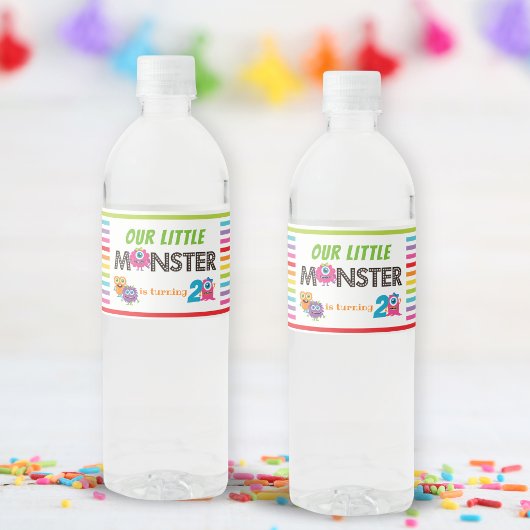 Monster Thema Verjaardagsfeest Waterfles Etiket