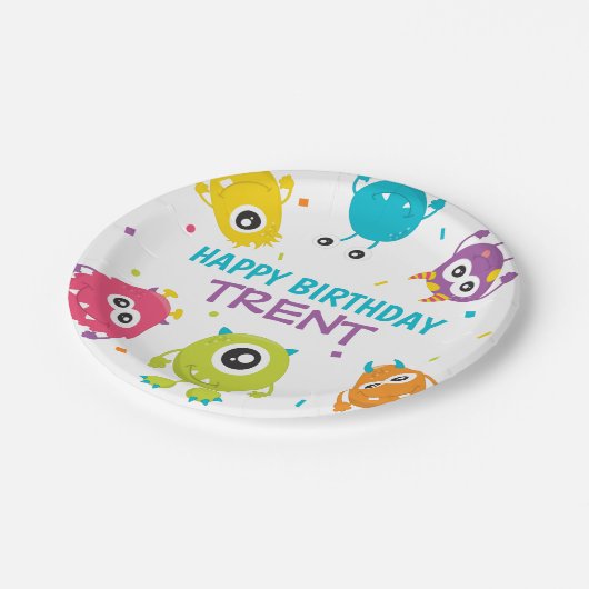 Monster Thema Verjaardagsfeestje Papier Bord (Gekanteld)