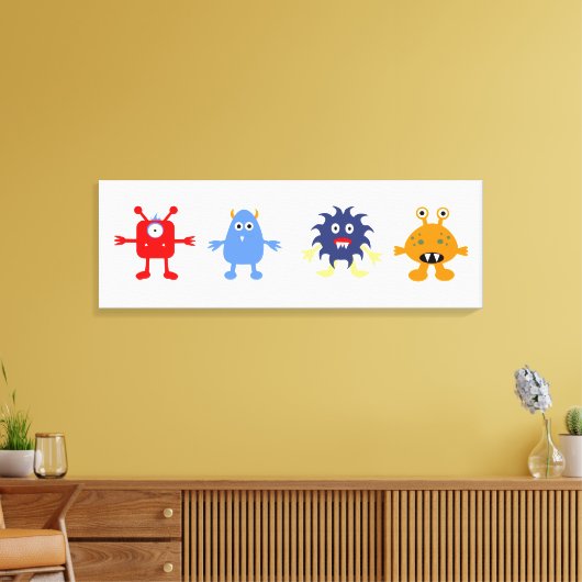 Monster Theme Baby Boy Room Wrapped Canvas (Insitu (Woonkamer))