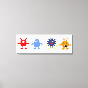 Monster Theme Baby Boy Room Wrapped Canvas Afdruk