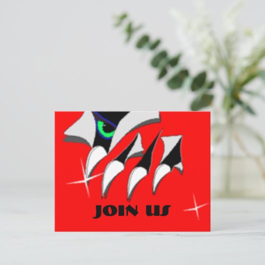 MONSTER THEME CLAWS & EYE PARTY INVITATIONS INVITE KAART (Staand voorkant)