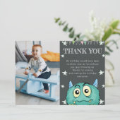Monster Theme Foto Verjaardag Bedankkaart (Staand voorkant)