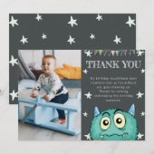 Monster Theme Foto Verjaardag Bedankkaart (Voorkant / Achterkant)