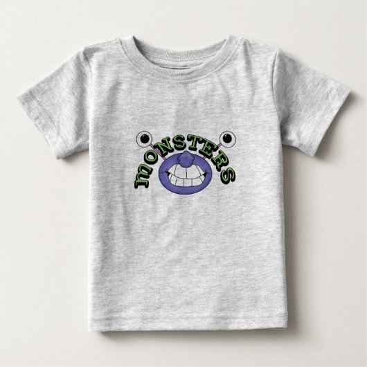 Monster Theme Funny 2 Eyes Mouth Monsters T-Shirt (Voorkant)