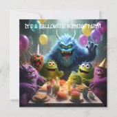 Monster Theme Kinder Halloween Verjaardagsfeest Kaart (Voorkant)