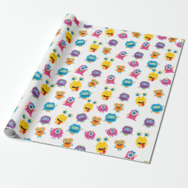 Monster Theme Verjaardagsfeestje Wrapping Paper Cadeaupapier