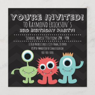 Monster Thmed Birthday Party Invitations Kaart