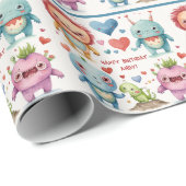 Monster Toevoegen Naam kind Leuke Verjaardag Jonge Cadeaupapier (Rol Hoek)