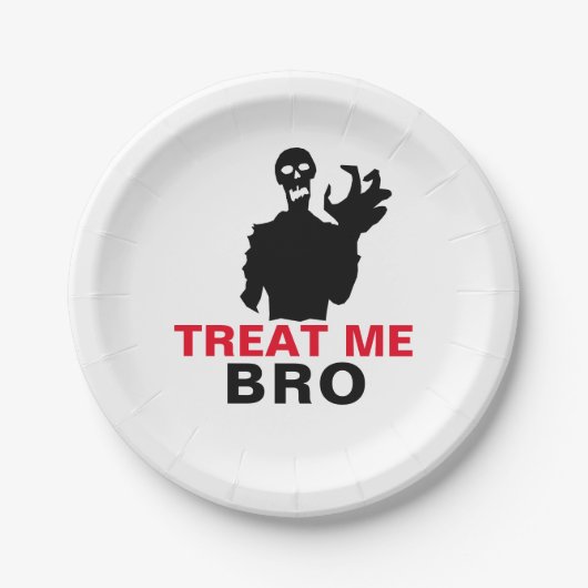 Monster Treat me Bro grappige Halloween aanpasbaar Papieren Bordje (Voorkant)
